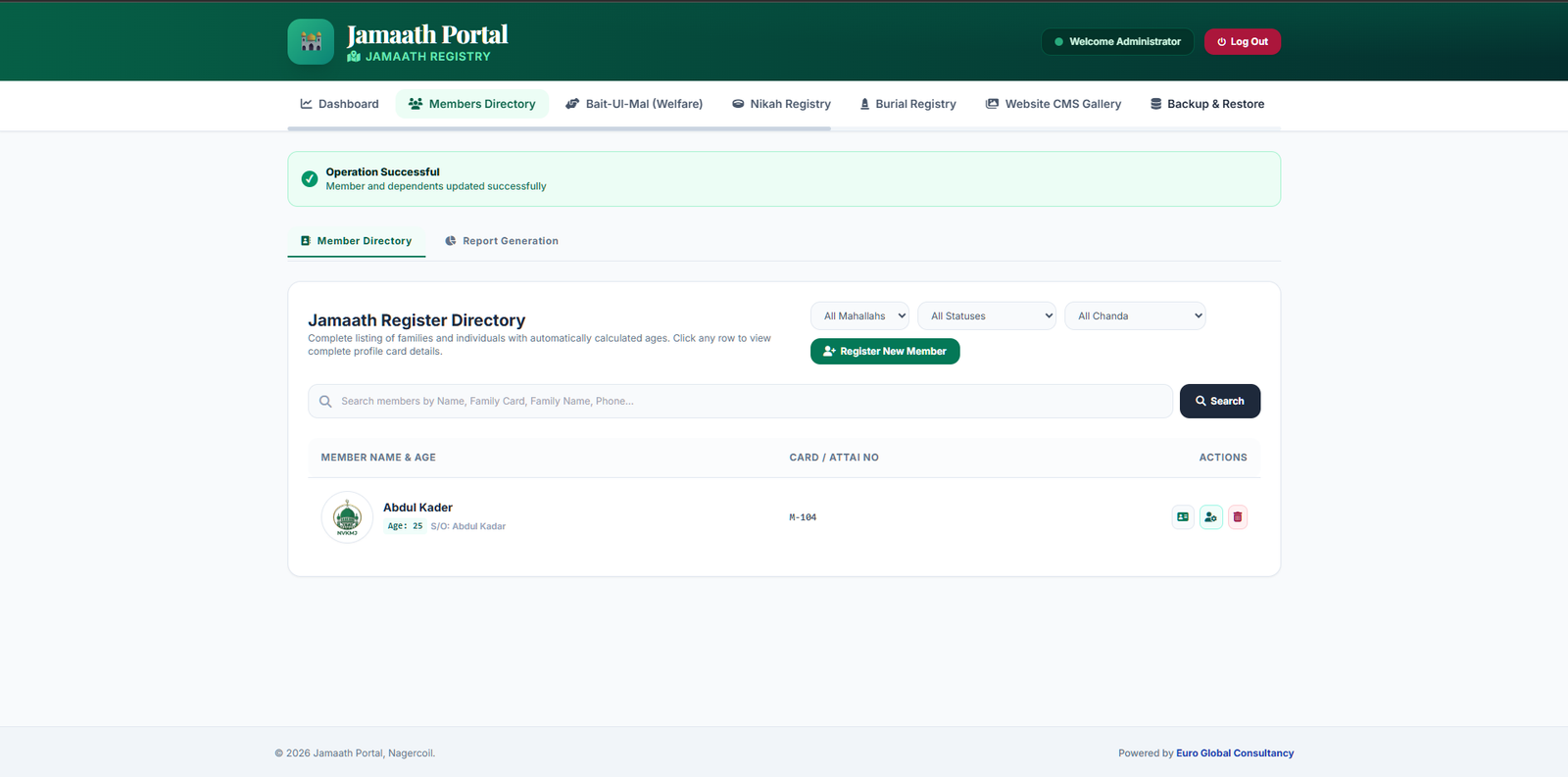 Registry Dashboard